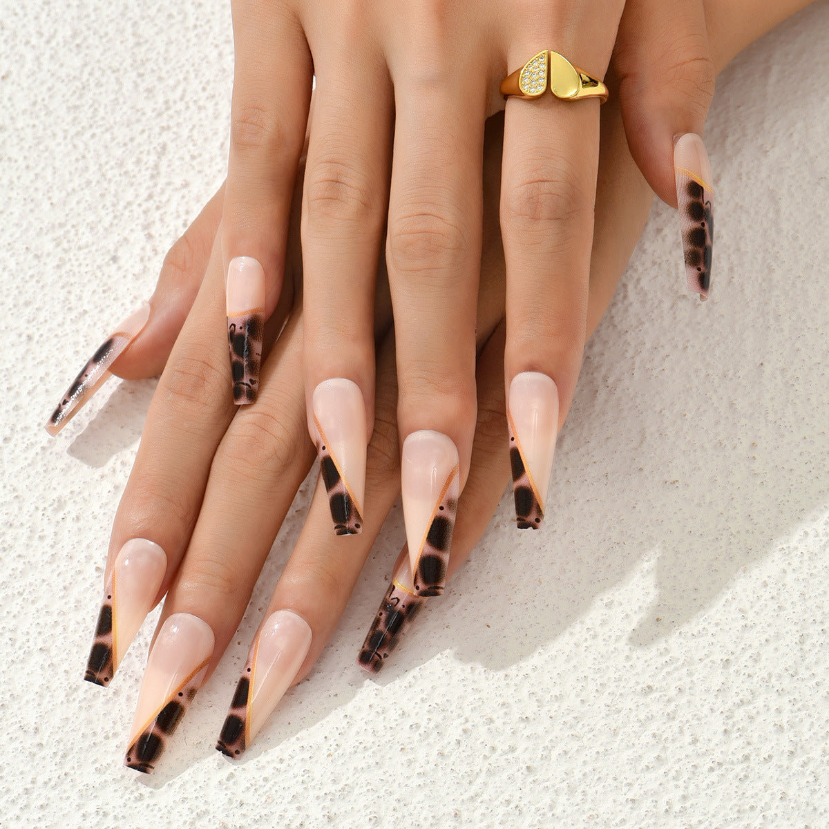 Wholesale Nude Leopard Print Long Ballet Manicure Nail Patch